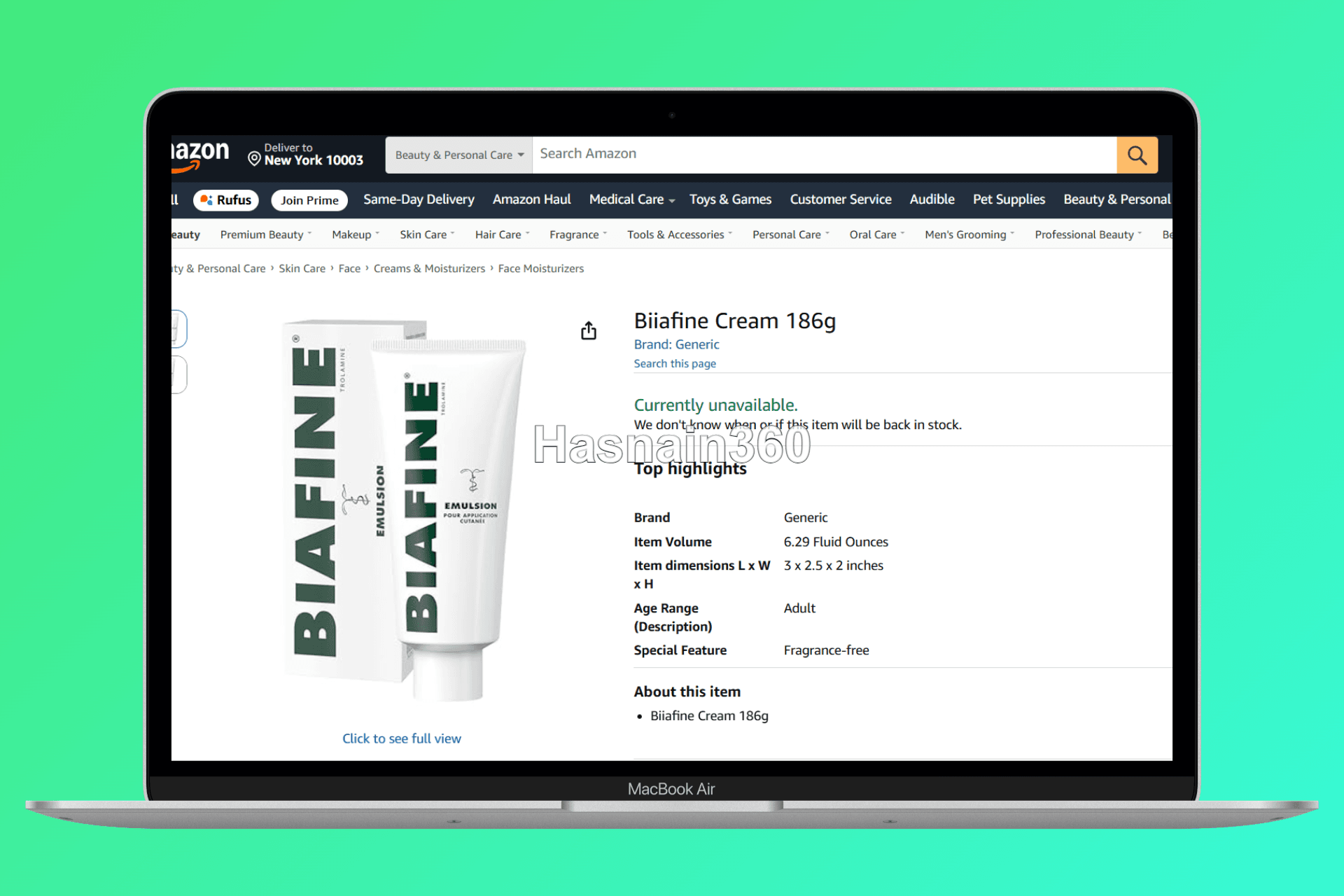 Biiafine Cream Product Copywriting on Amazon using Generic Brand